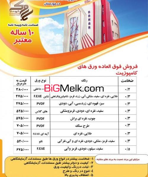 فروش فوق العاده ورق های کامپوزیت به مدت 4ماه